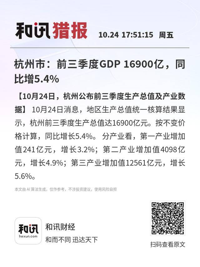 杭州市：前三季度GDP 16900亿<strong></p>
<p>FIl暴跌</strong>，同比增5.4%